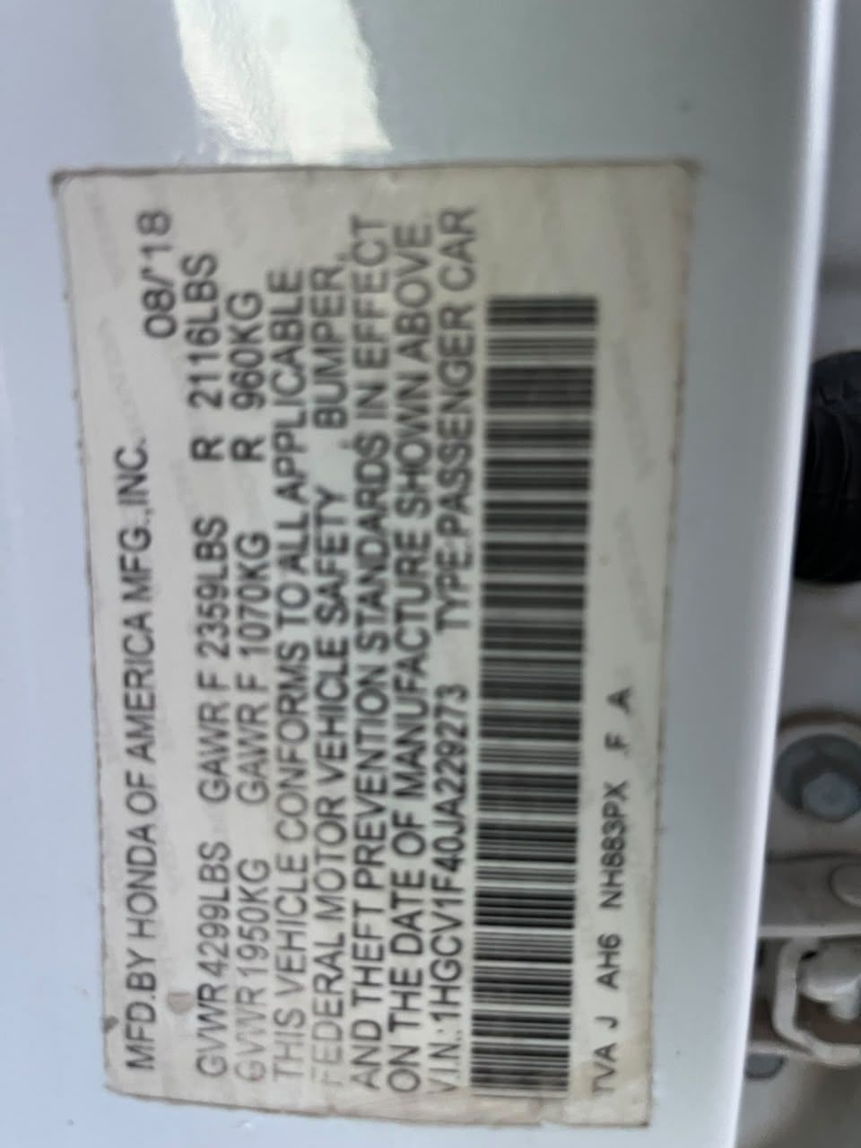 2018 Honda Accord - Image 1