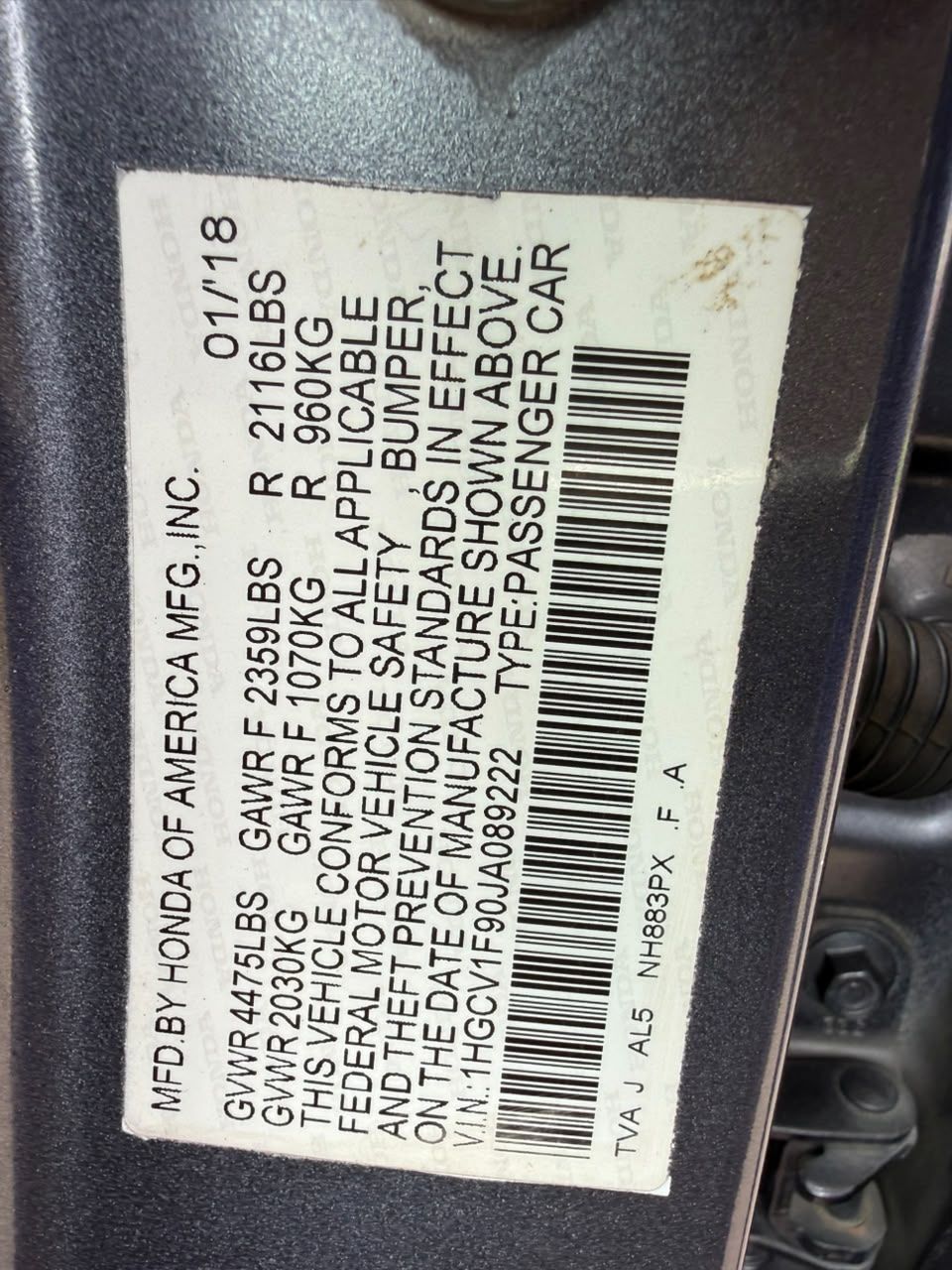2018 Honda Accord - Image 1